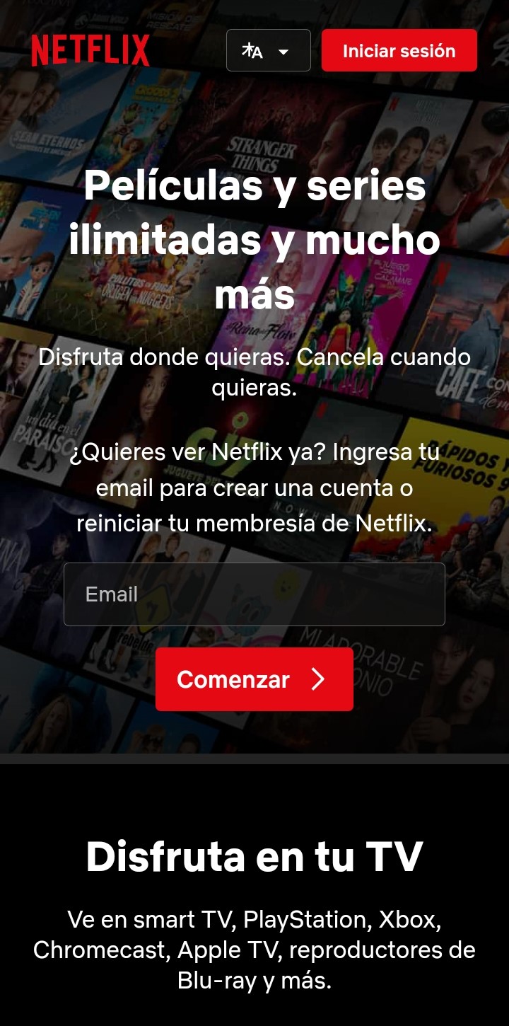 A Screenshot of Netflix Homepage